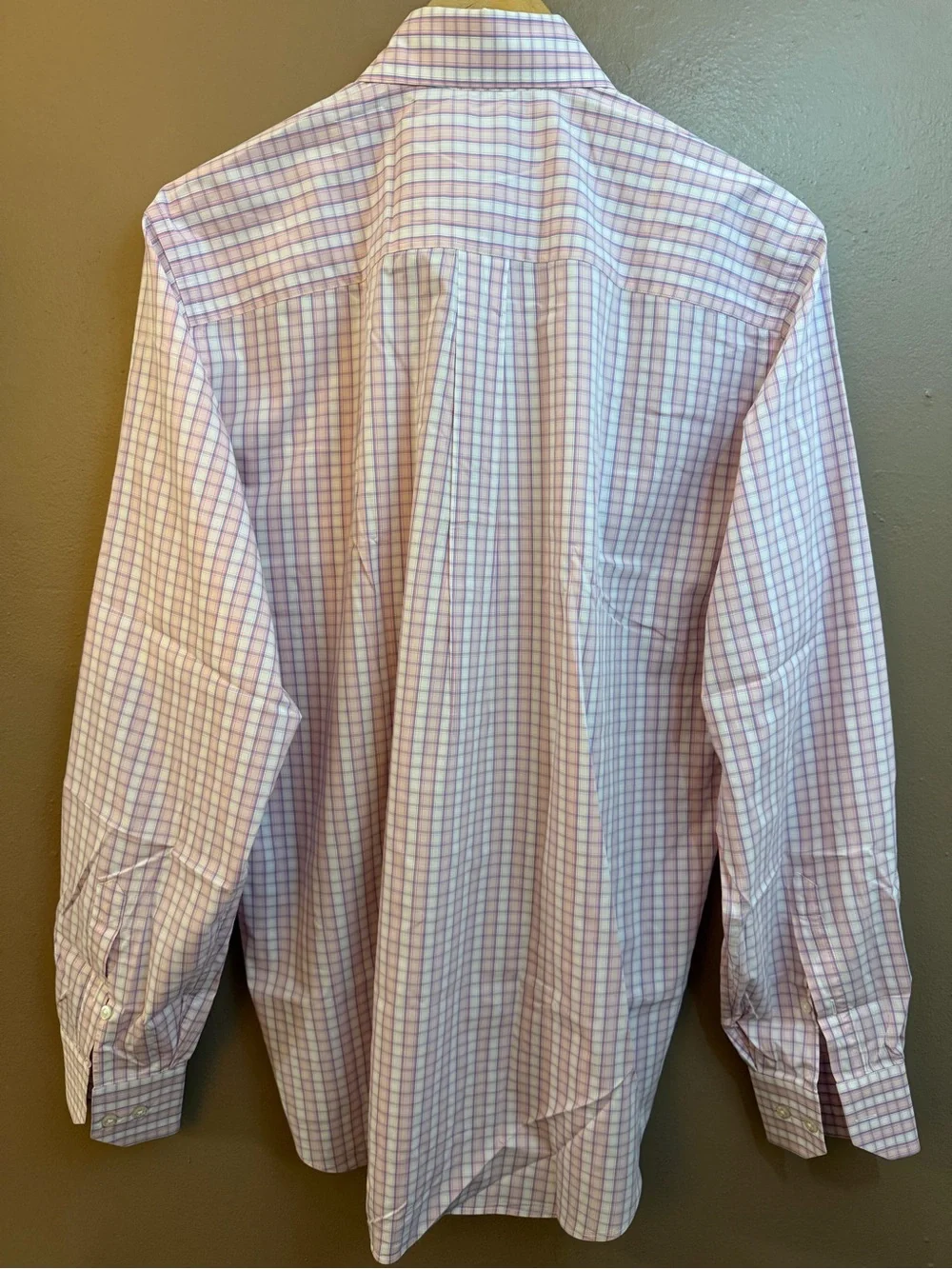 CANALI Pink and Blue Windowpane Plaid Dress Shirt